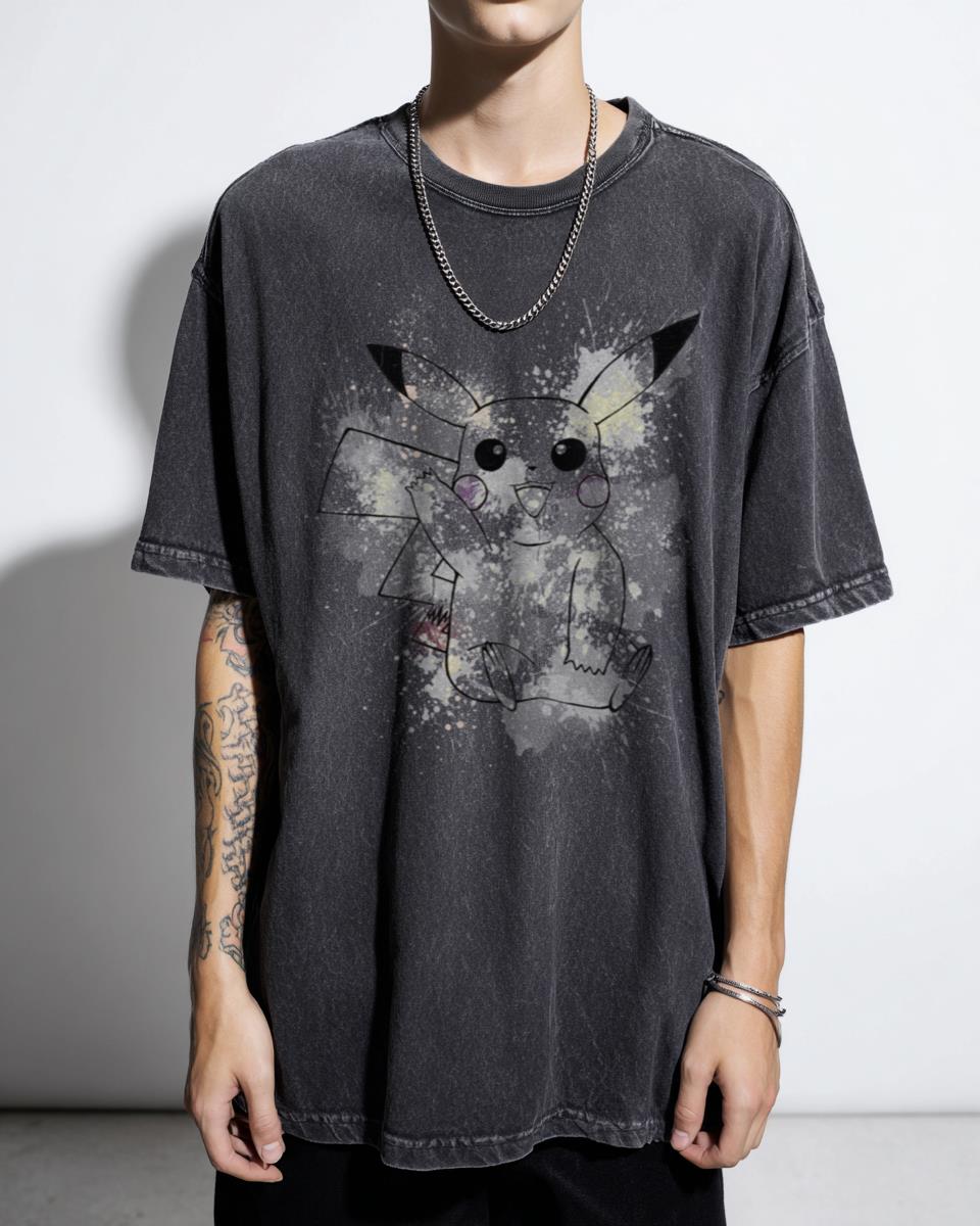 Splat Attack Electric Mouse Cartoon T-Shirt - Cute Animal Character Tee