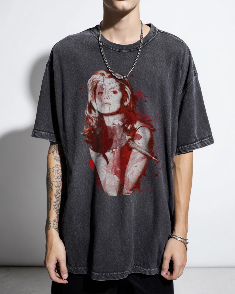Splatter Buffy The Vampire Slayer Fan Art T-Shirt - Whedonverse Slayer Apparel Unisex