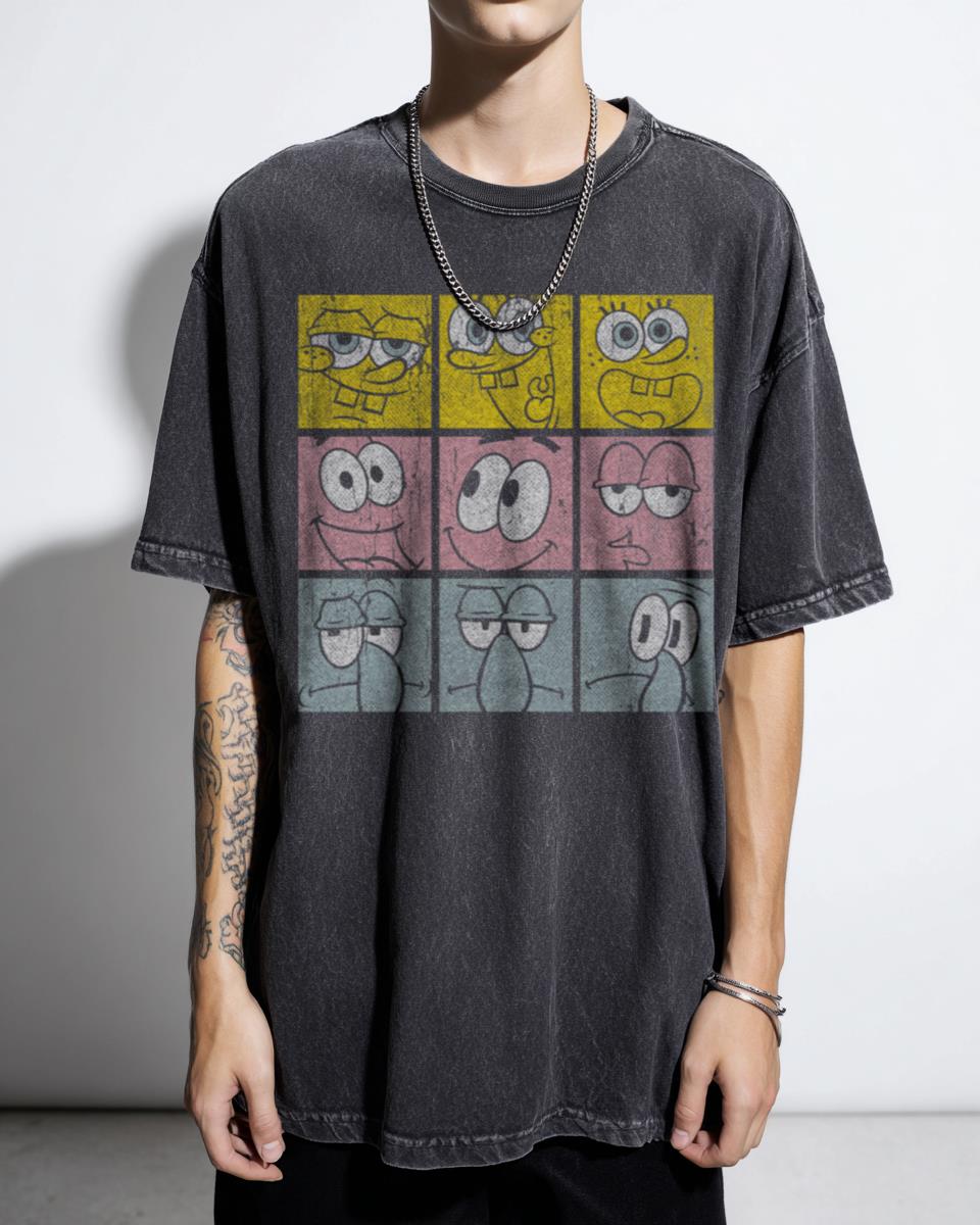 Spongebob Patrick Squidward Funny Expressions T-Shirt