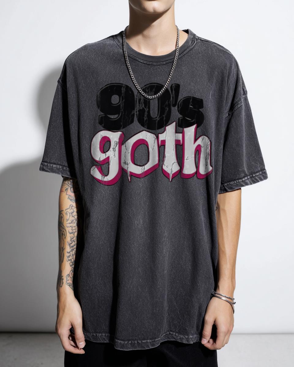 Spooky 90s Goth Cartoon Font T-Shirt - Retro Dark Aesthetic