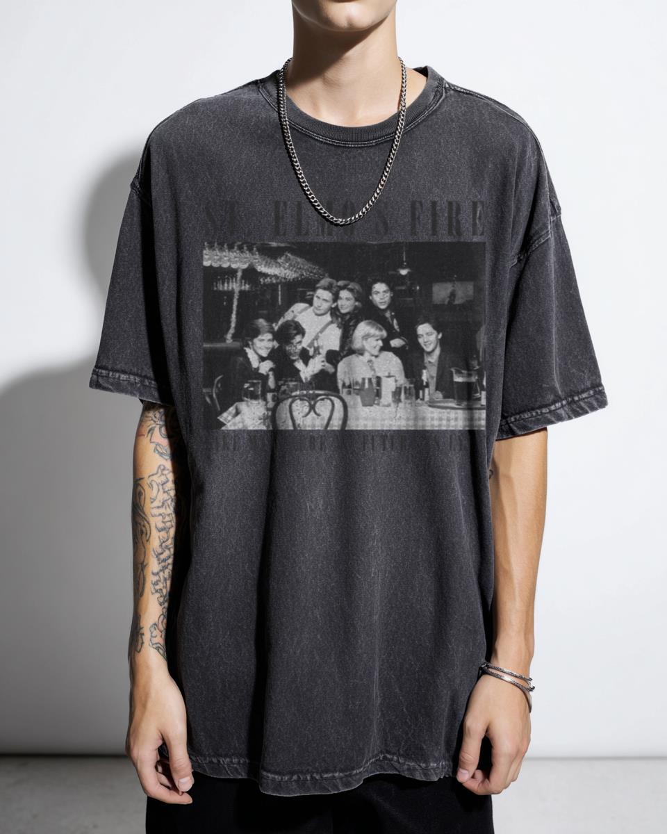 St. Elmo's Fire Retro Vintage 80s Bootleg Tee | Black Acidwash