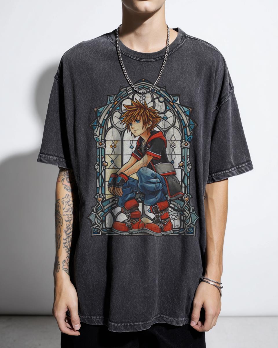 Stained Glass Sora Kingdom Hearts T-Shirt - Disney Final Fantasy Gaming Fan Art Unisex