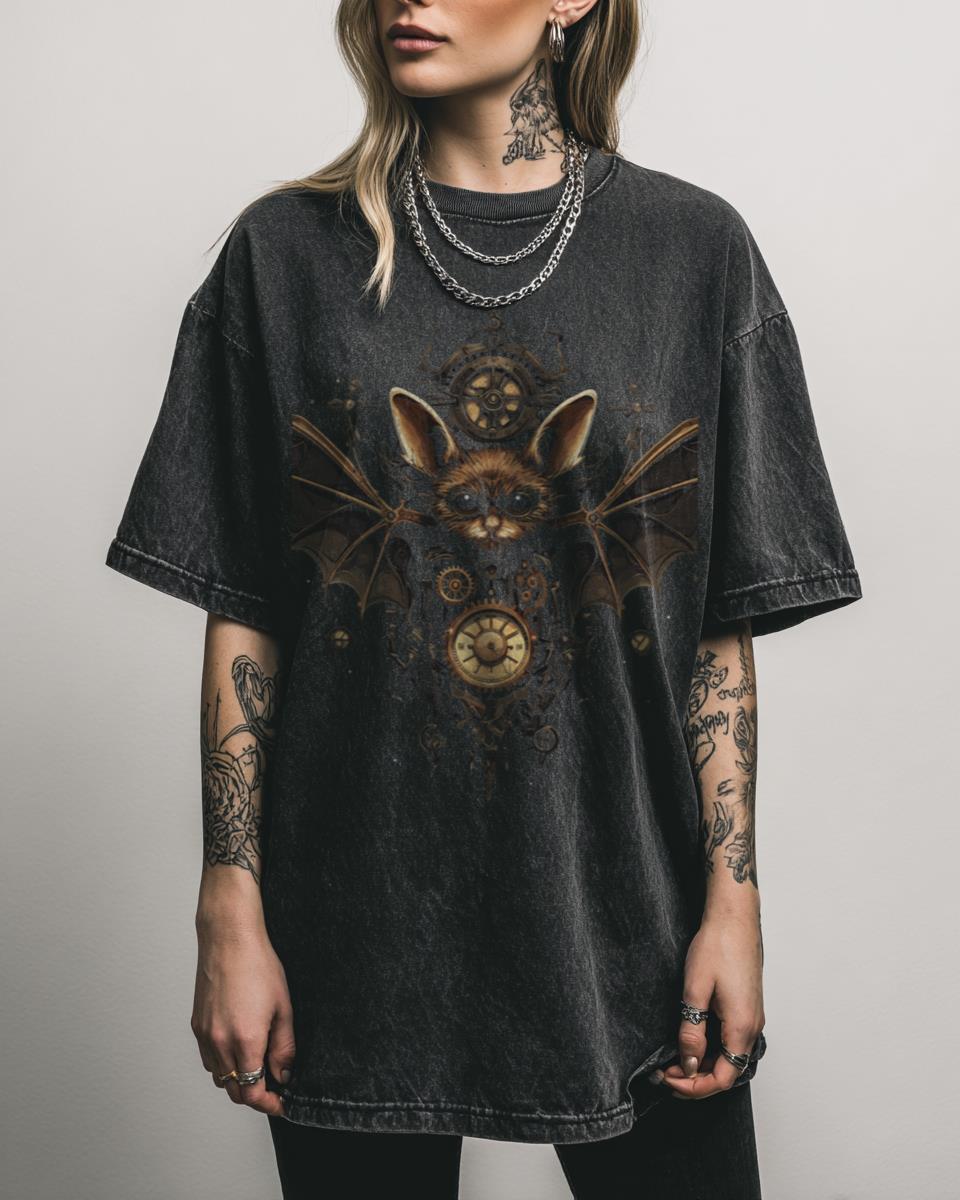 Steampunk Gothic Bat Mecha Anime T-Shirt – Fantasy Art Goth Pet Unisex