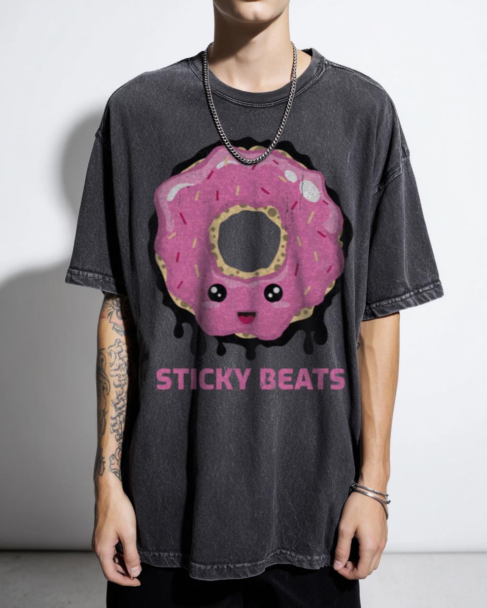Sticky Beats Dance Donut EDM Rave Graphic T-Shirt - Electronic Music DJ Apparel Unisex