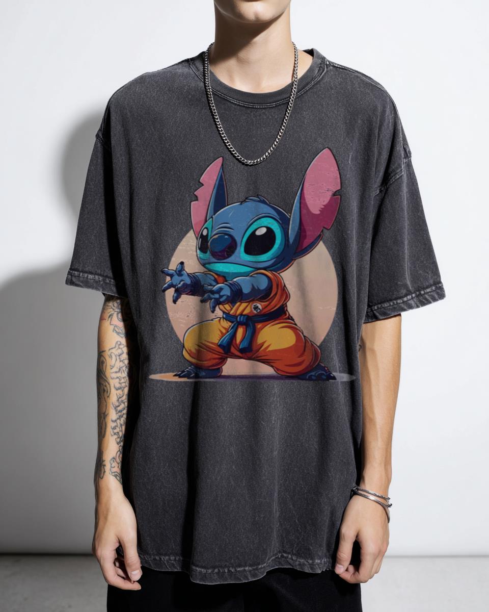 Stitch Cosplaying Goku Anime Fan Art Tee | Dragon Ball Z Mashup