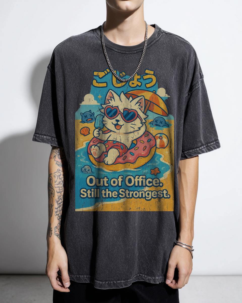 Strongest Sorceror Cat Gojo JJK T-Shirt - Out of Office Summer Anime Kawaii