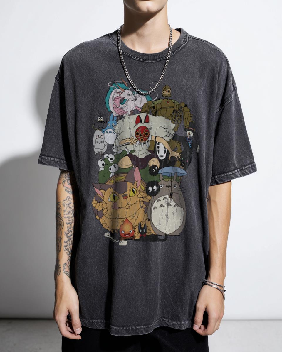 Studio Ghibli Anime Characters T-Shirt - Hayao Miyazaki Movie Fan Art