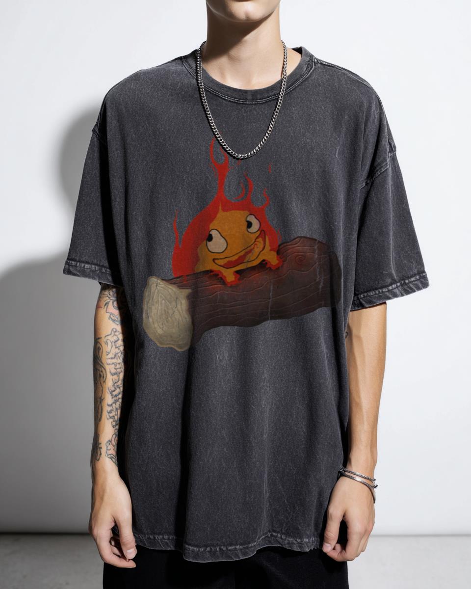 Studio Ghibli Howl's Moving Castle Anime T-Shirt - Calcifer Sophie Miyazaki Fan