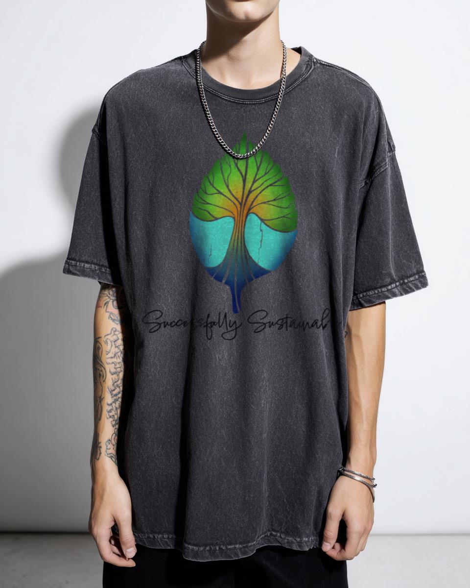 Successfully Sustainable Eco Friendly T-Shirt - Green Foliage Nature Logo