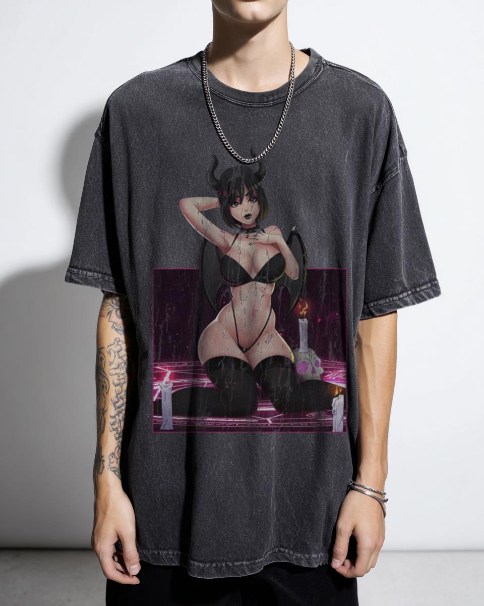 Succubus Girl Anime T-Shirt | Demon Waifu Fantasy Graphic Tee