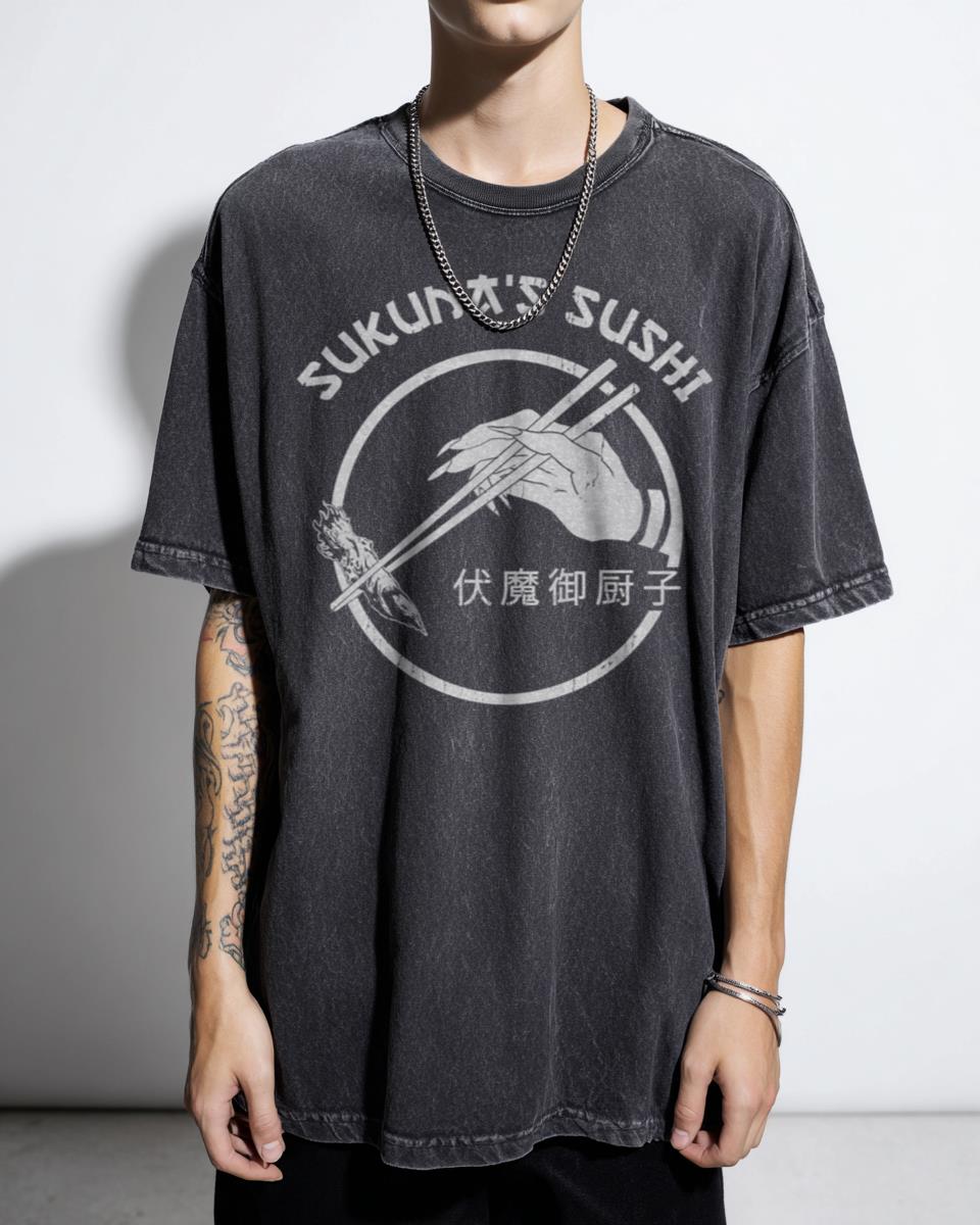 Sukuna Eating Sushi Anime T-Shirt - Jujutsu Kaisen Manga Fan Apparel Unisex