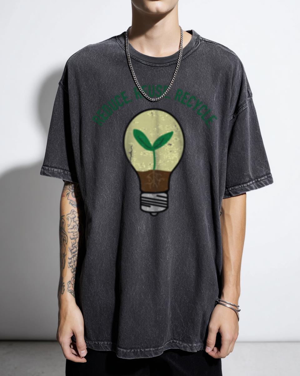 Sustainable Earth Day Environment T-Shirt - Recycle Reduce Reuse Green Living Tee Unisex