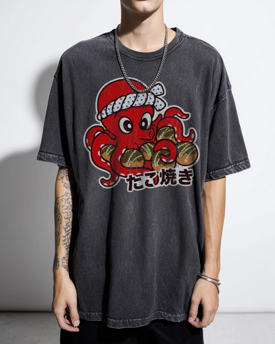 Takoyaki Octopus Street Food T-Shirt - Japanese Anime Snack Pattern