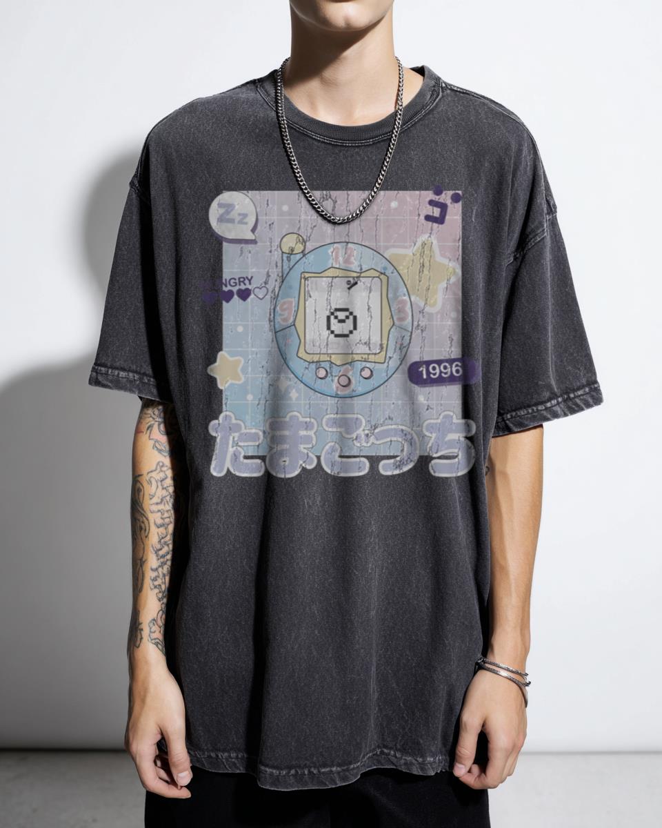 Tamagotchi Vaporwave Kawaii Aesthetic T-Shirt - 90s Cyberpunk Egirl Grunge