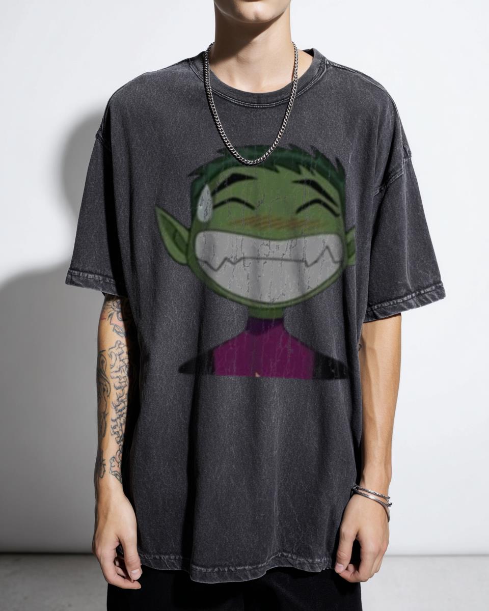 Teen Titans Beast Boy Grin Cartoon T-Shirt - DC Comics Fan Apparel Kids