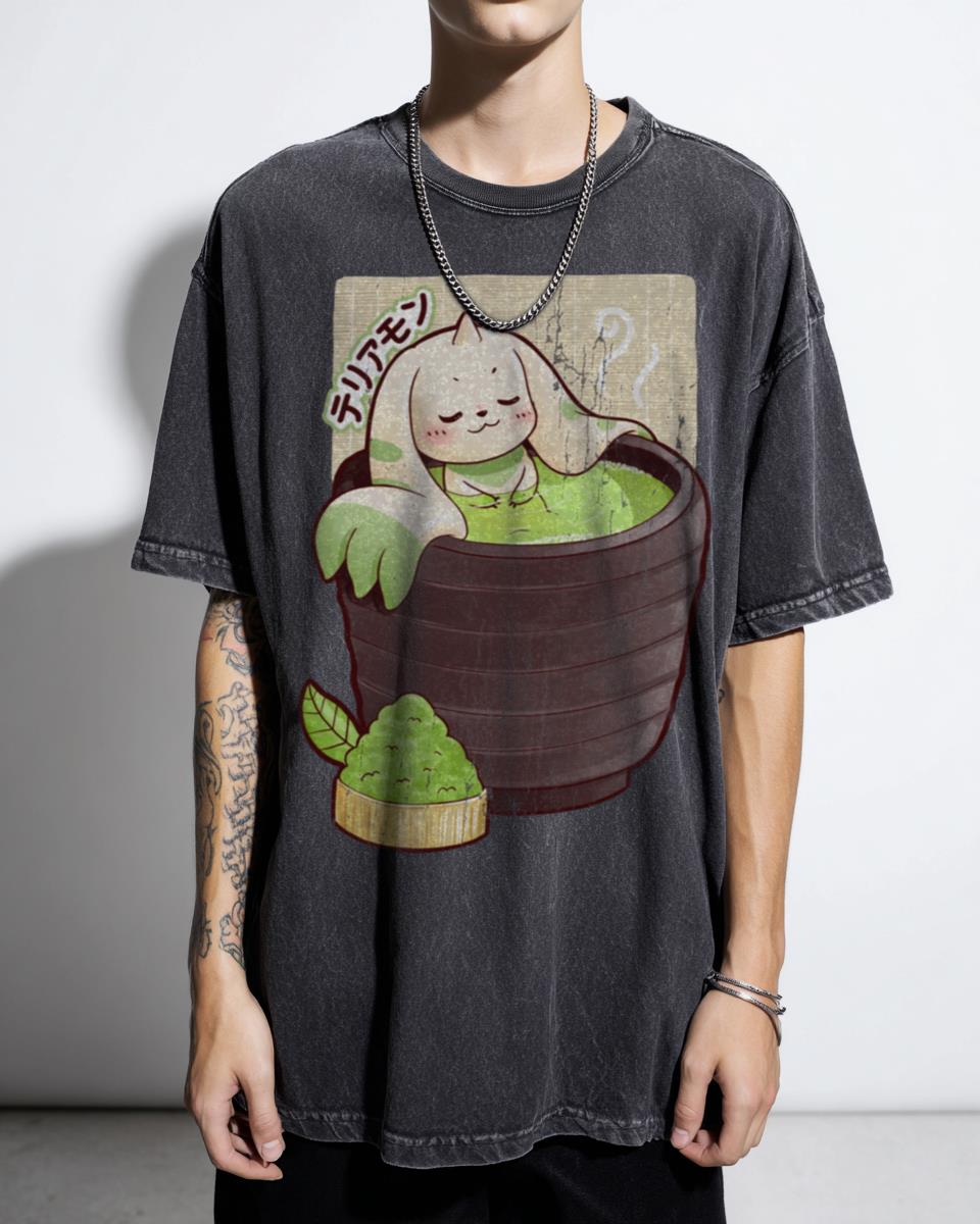 Terriermon Matcha Love T-Shirt - Digimon Anime Fan Art & Tea Lover