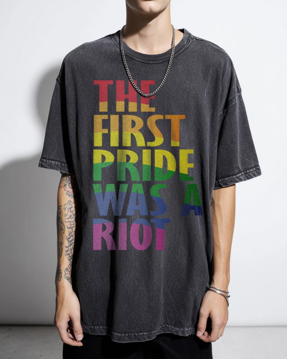 The First Gay Pride was a Riot Abstract T-Shirt - Colorful LGBTQ+ Statement Tee