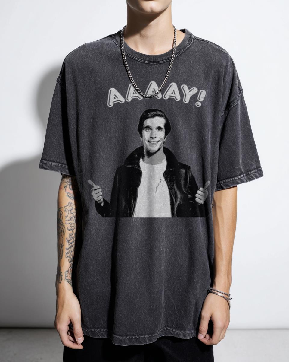The Fonz 'Aaaay' Happy Days 80s Retro T-Shirt - Classic Sitcom Icon Fonzarelli Tee Unisex