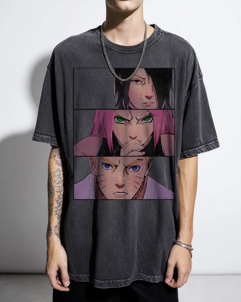 The Most Powerful Team Naruto Shippuden Anime T-Shirt - Kakashi Sakura Sasuke Uzumaki Uchiha Haruno Fan Art Unisex