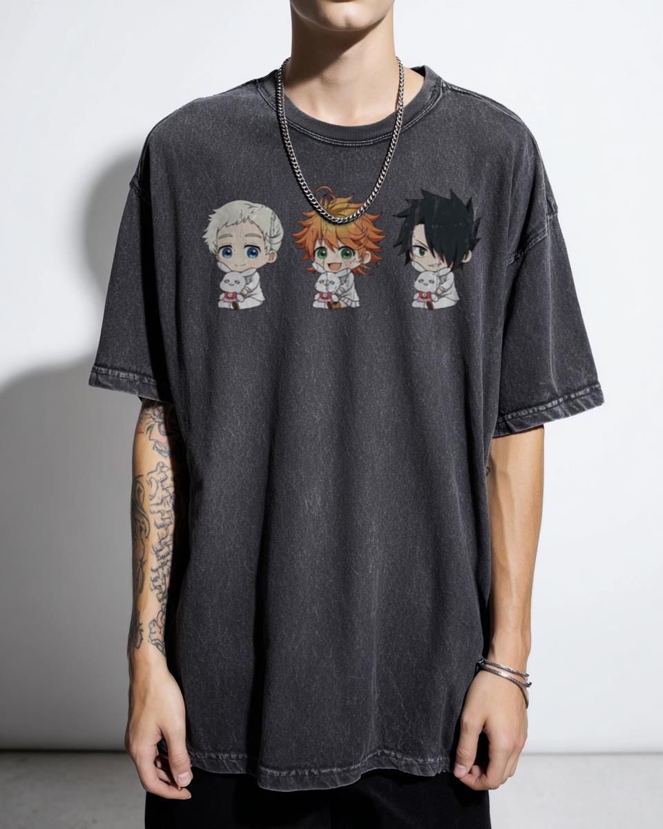 The Promised Neverland Chibis Kawaii Anime T-Shirt - Emma Norman Ray Fan Tee