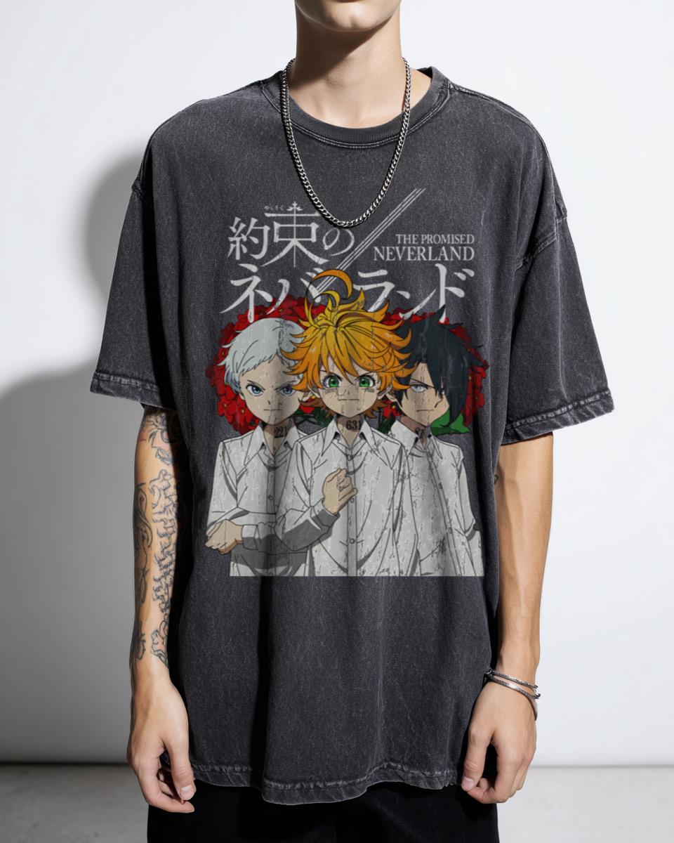 The Promised Neverland Emma Norman Ray Anime T-Shirt - Yakusoku no Neverland Manga Fan