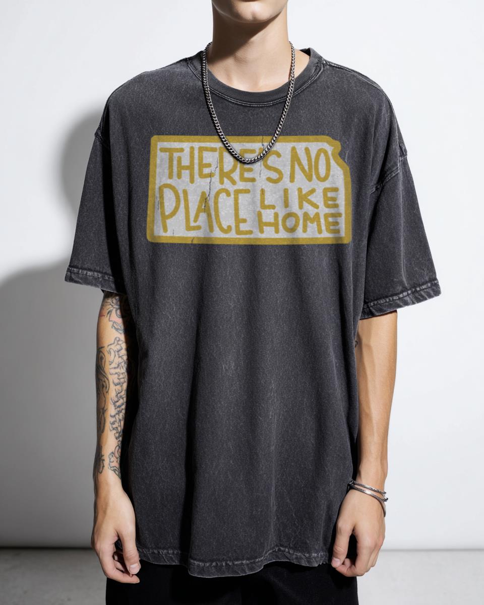 There Is No Place Like Home Typography T-Shirt - Wizard of Oz Sunshine Yellow Brick Road Fan Tee