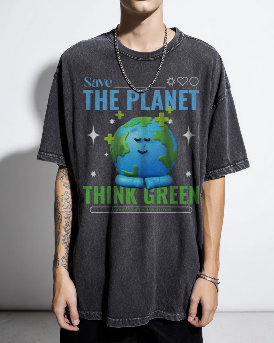 Think Green 'Save The Planet' T-Shirt - Bohemian Earth Day Activist Apparel