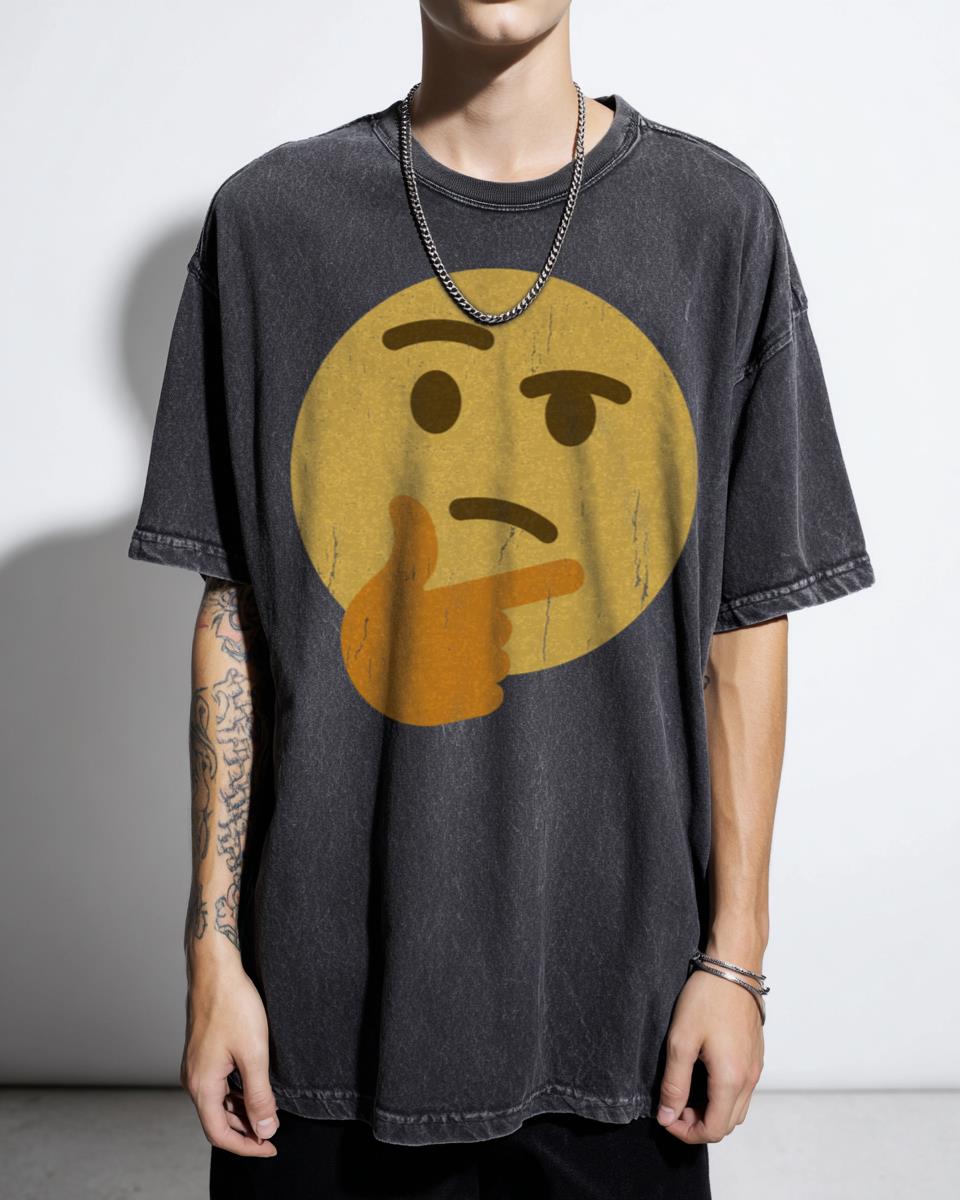 Thinking Emoji Anime Style T-Shirt - Aesthetic Meme Friend Gift