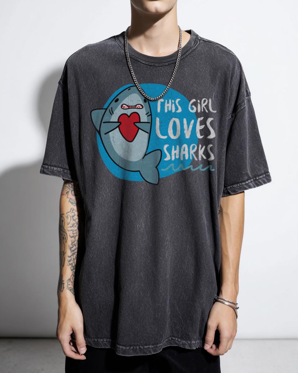 This Girl Loves Sharks' Kids T-Shirt - Funny Shark Lover Ocean Tee for Girls