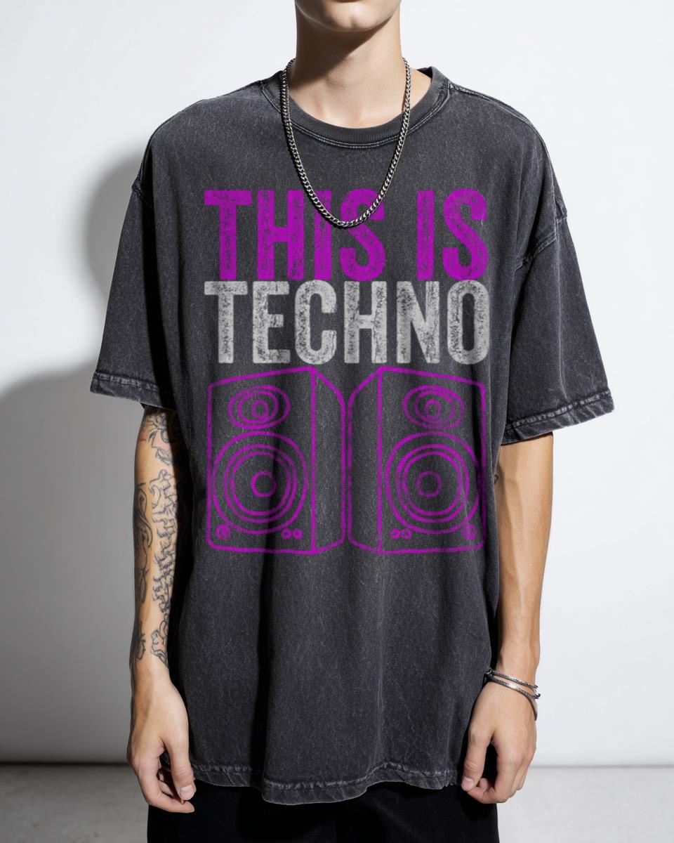 This Is Techno Electronic Music DJ T-Shirt - Rave Festival Clubbing Minimalist Tee