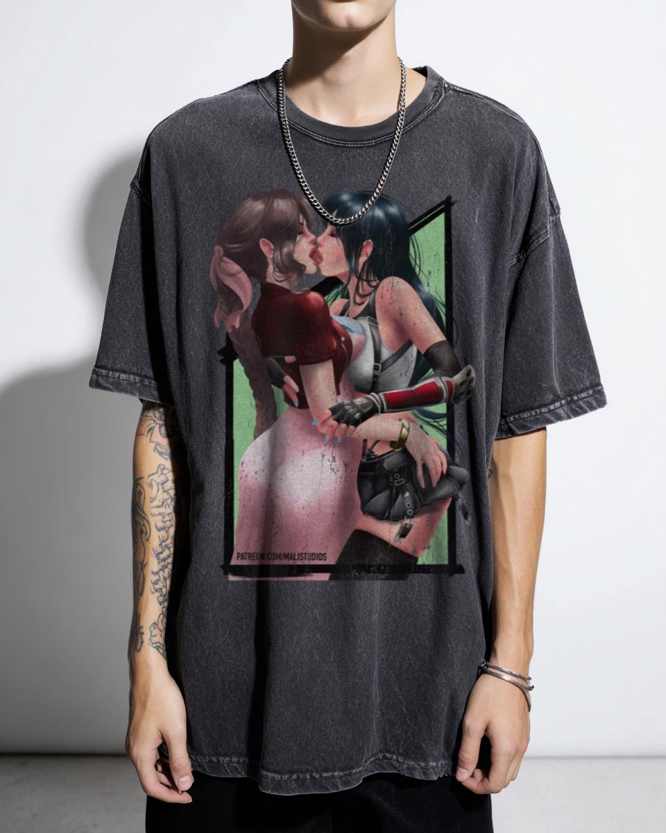 Tifa x Aerith Pinup Fan Art T-Shirt - FF7 Video Game Anime Graphic