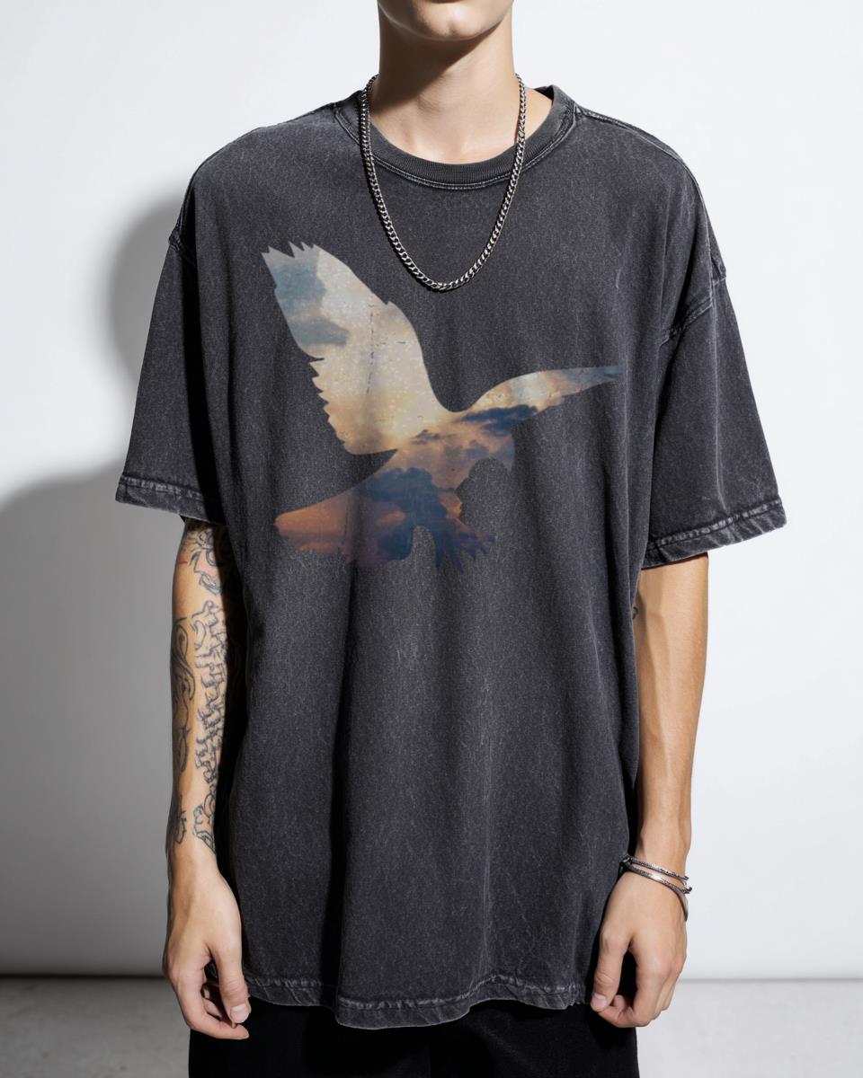 Timeless Falcon Bird T-Shirt - Nature Sky Cloud Eagle Graphic Tee