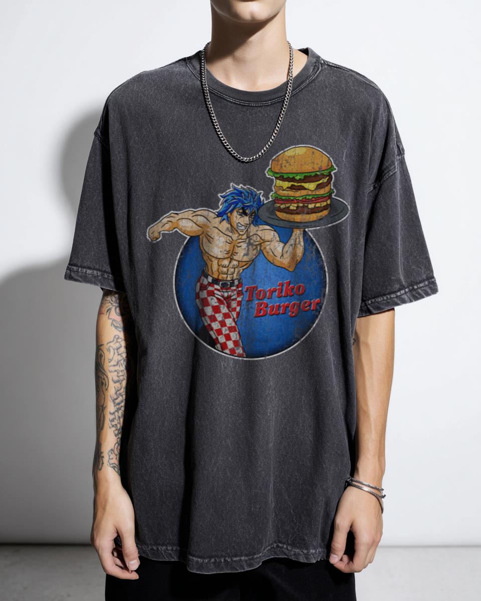 Toriko Burger Anime T-Shirt | Funny Gourmet Hunter Parody