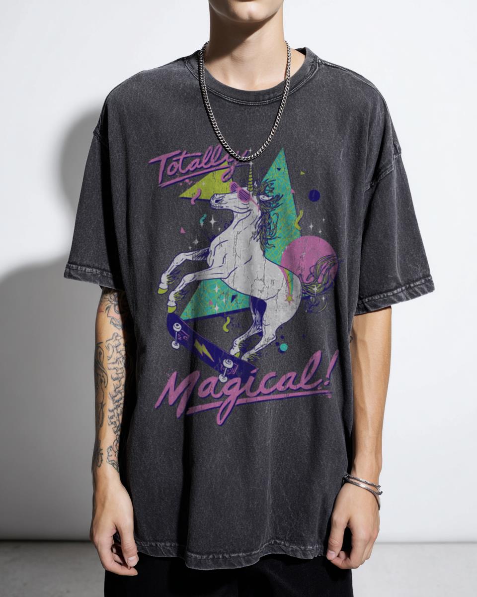 Totally Magical 80s T-Shirt | Retro Unicorn Skateboard Graphic