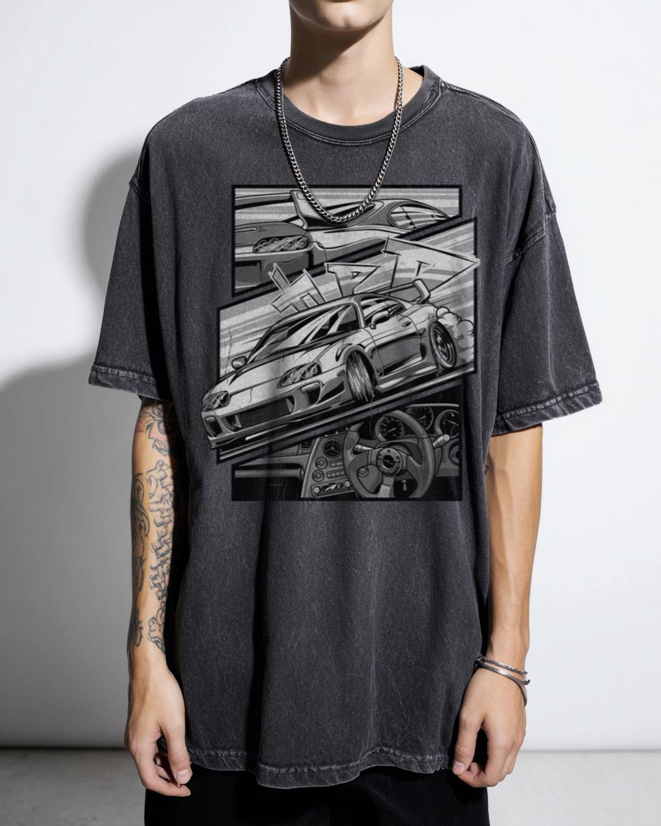 Toyota Supra MK4 Manga Style T-Shirt - Japanese JDM Sports Car Anime