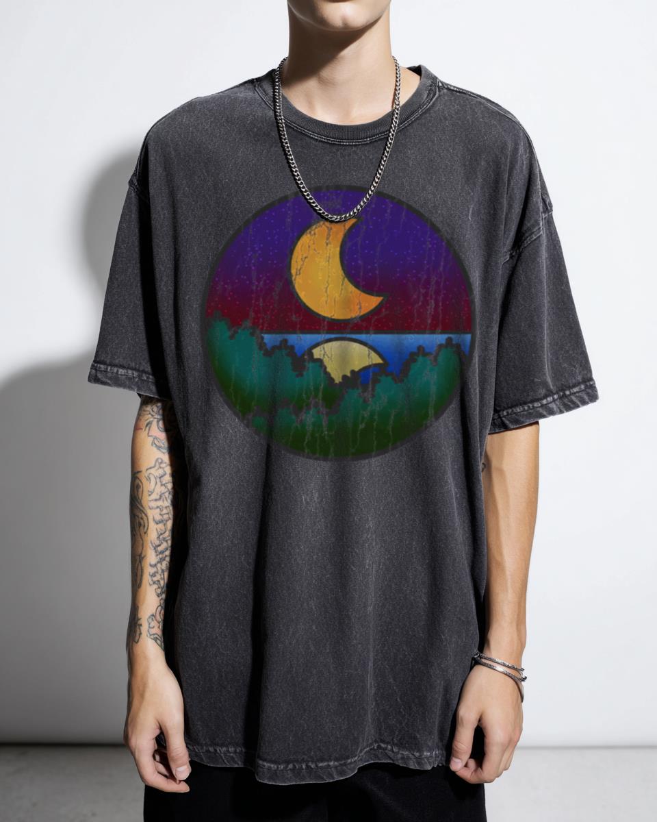 Traditional Tattoo Style Moonset T-Shirt - Sailor Old School Nature Art Unisex