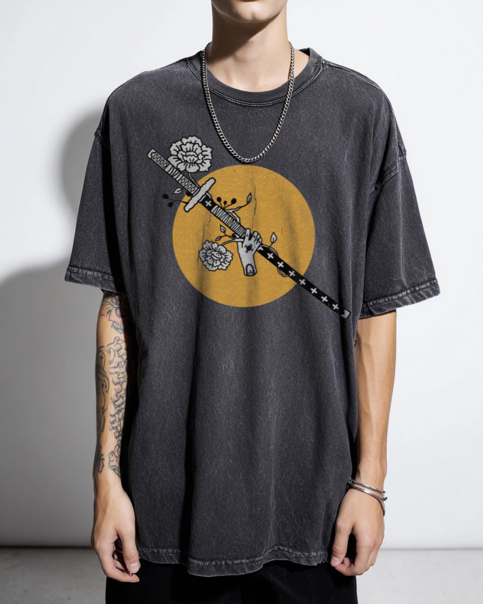 Trafalgar Law Kikoku Katana Flowers T-Shirt - One Piece Manga Anime Art