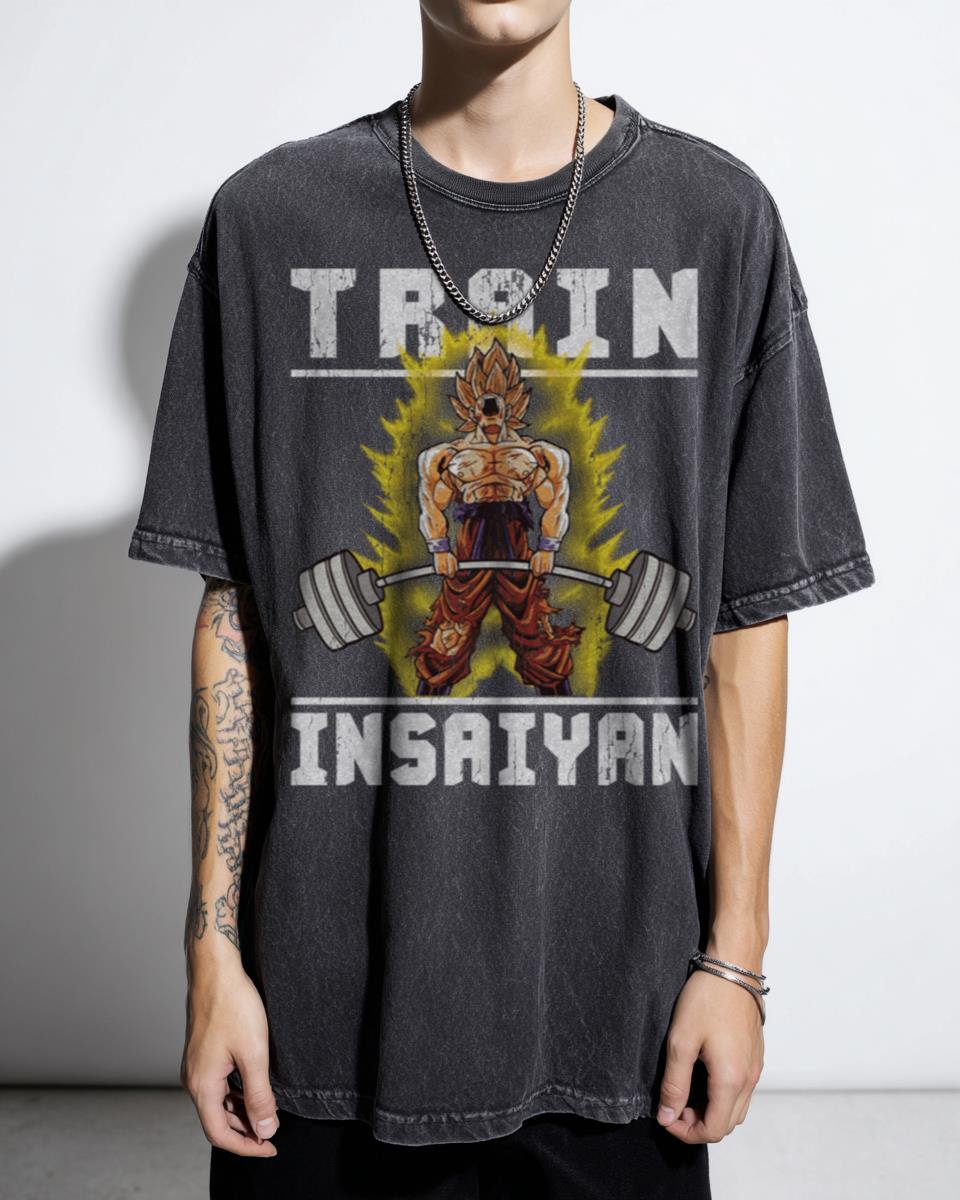 Train Insaiyan Anime Pun T-Shirt - Dragon Ball Z Workout Motivation