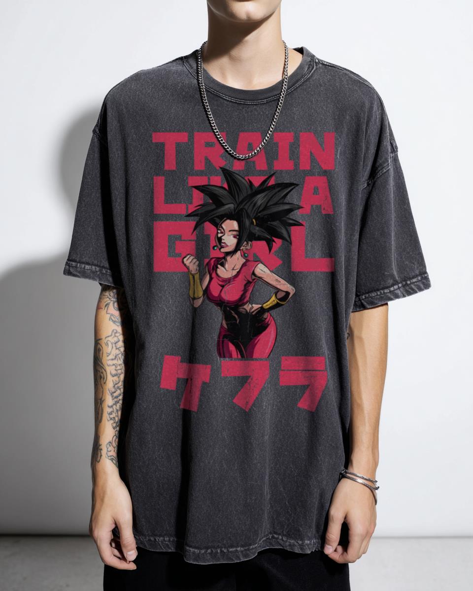 Train Like A Girl Super Saiyan T-Shirt - Empowering Anime Fitness Tee for Women