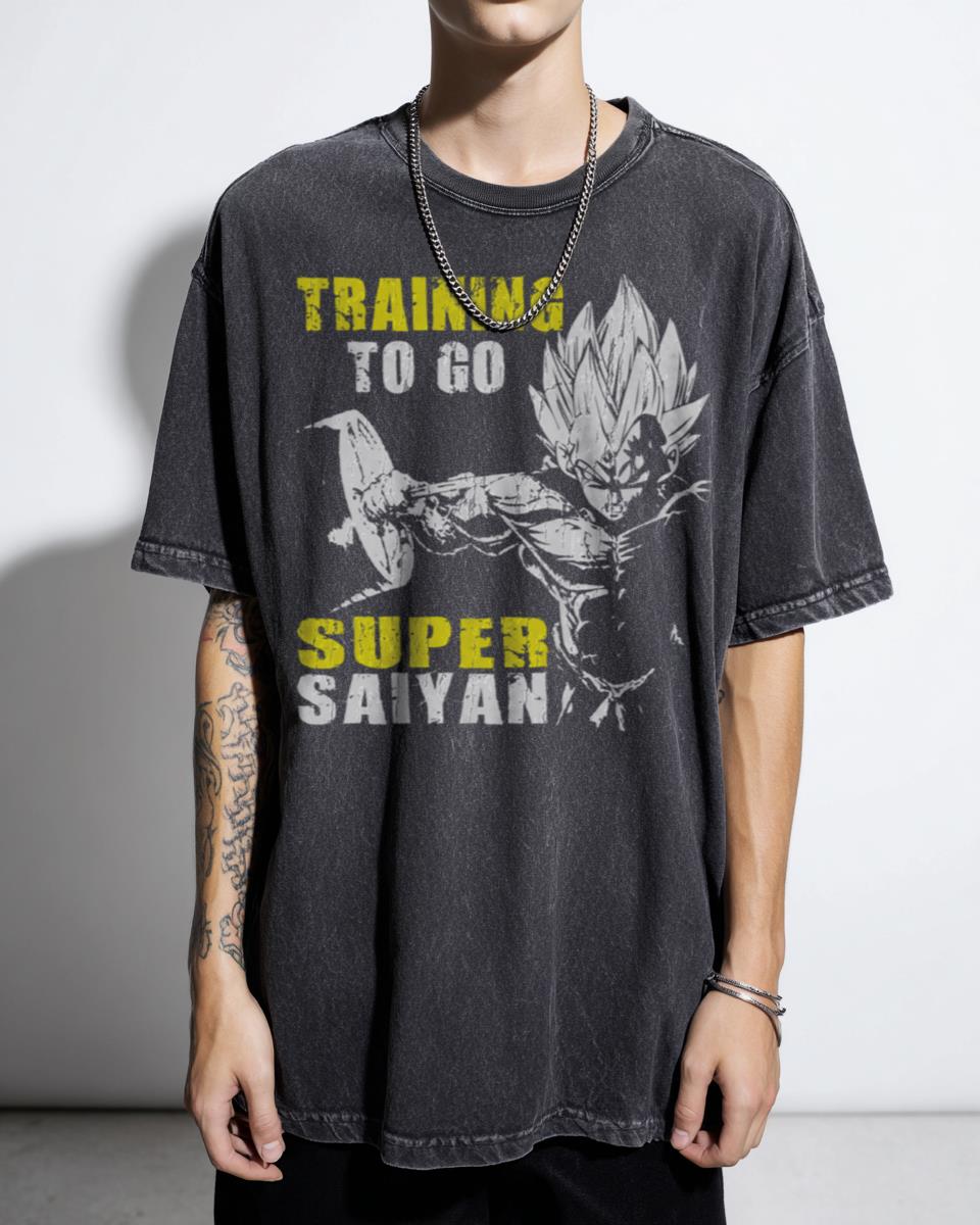 Training To Go Super Saiyan Squat Leg Day DBZ T-Shirt - Anime Gym Workout