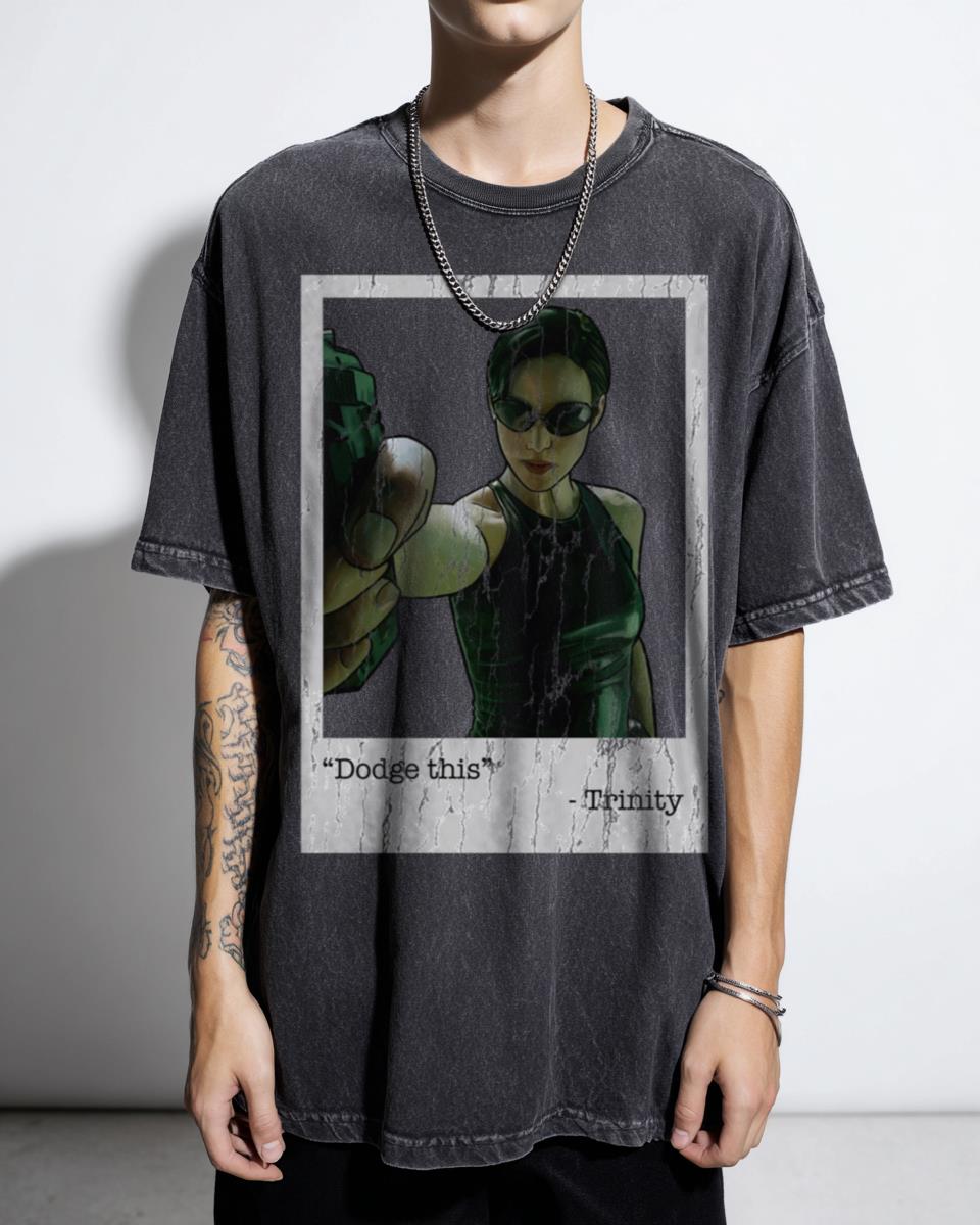 Trinity The Matrix Movie Sci-Fi Portrait T-Shirt - Iconic Action Film Tee