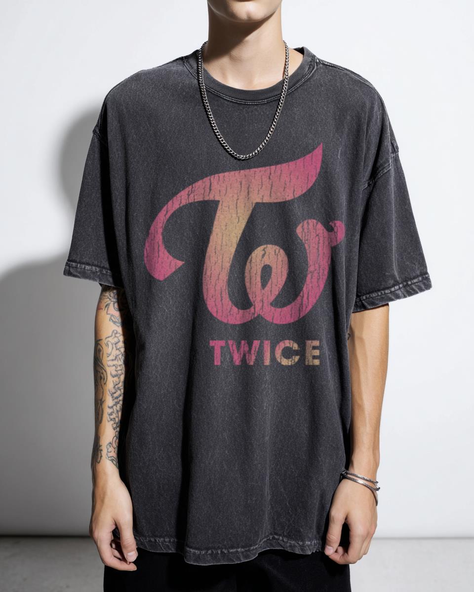 Twice Kpop Logo Fan Graphic Acid Wash Tee