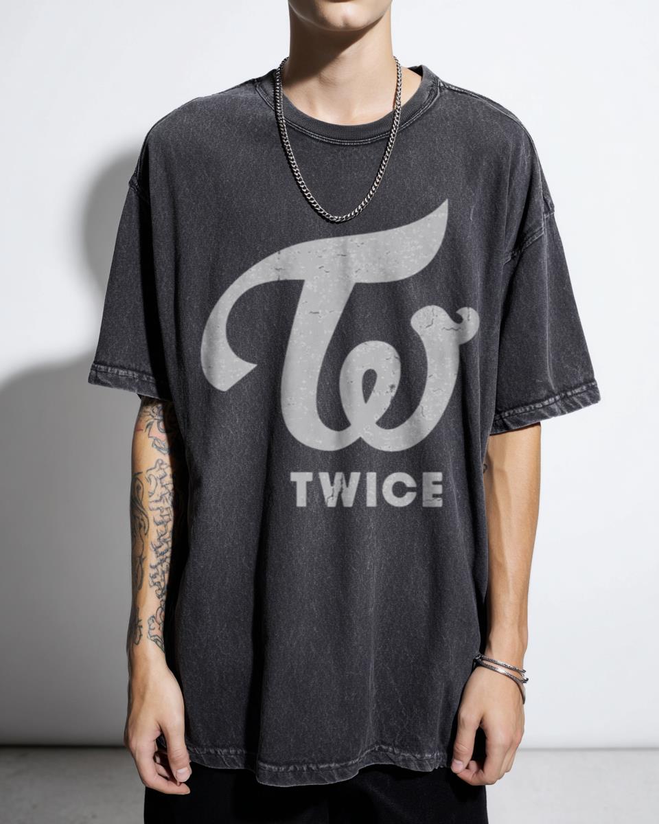 Twice Logo Kpop Fan Acid Wash Graphic Tee