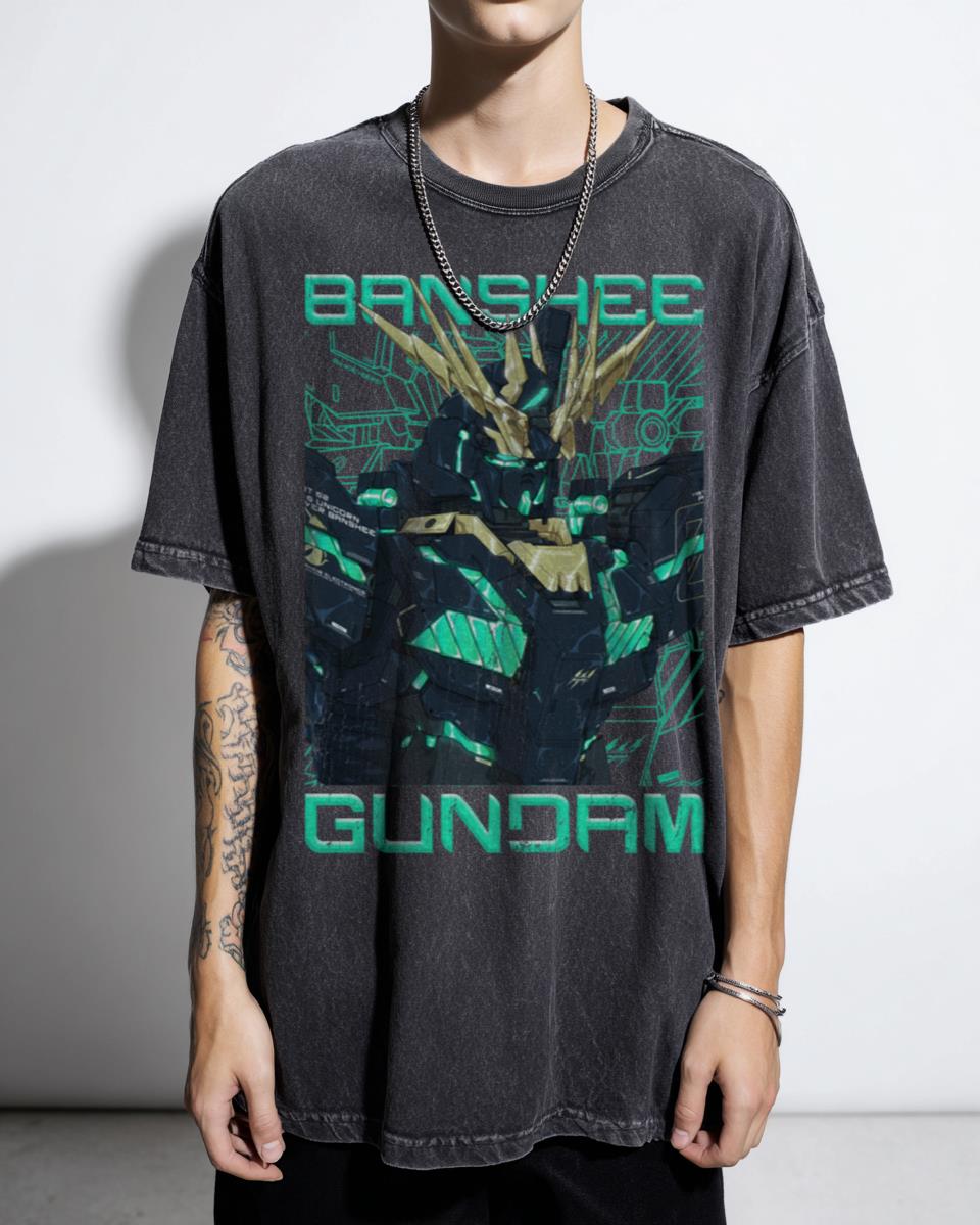 Unicorn Gundam Banshee Anime Mecha T-Shirt - Futuristic Sci-Fi Robot Art