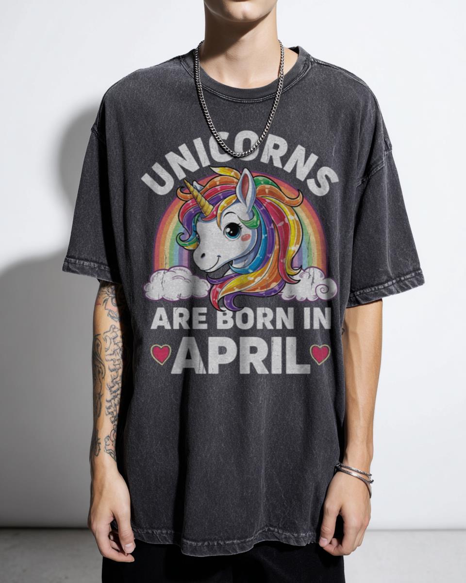 Unicorn Rainbow April Birthday T-Shirt - Magical Fantasy Queen Kids Gift