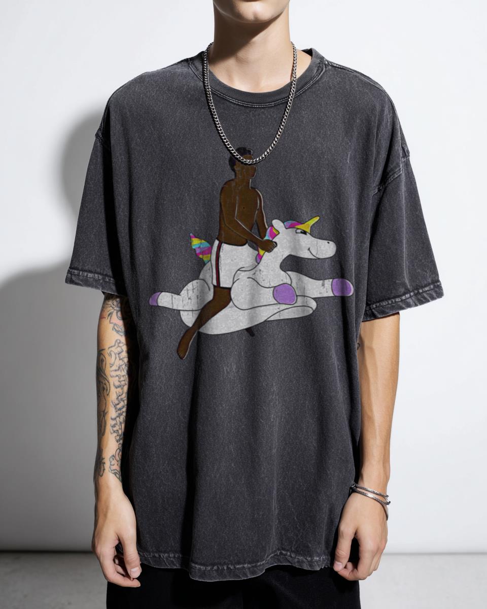 Unicorn Starboy Saka T-Shirt | Black Acidwash Arsenal Football Tee