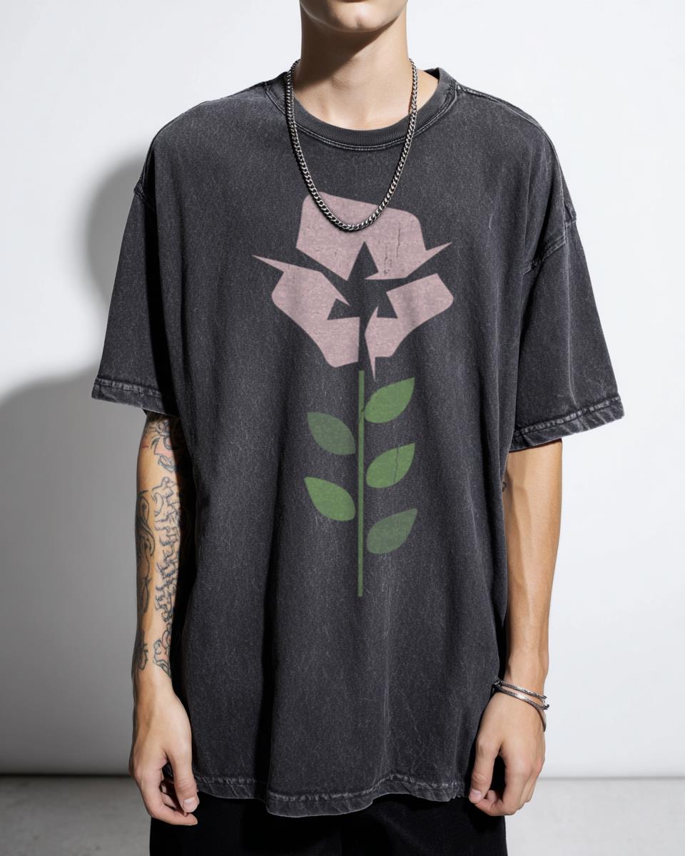 Upcycle Flower T-Shirt - Eco-Friendly Climate Change Nature Art