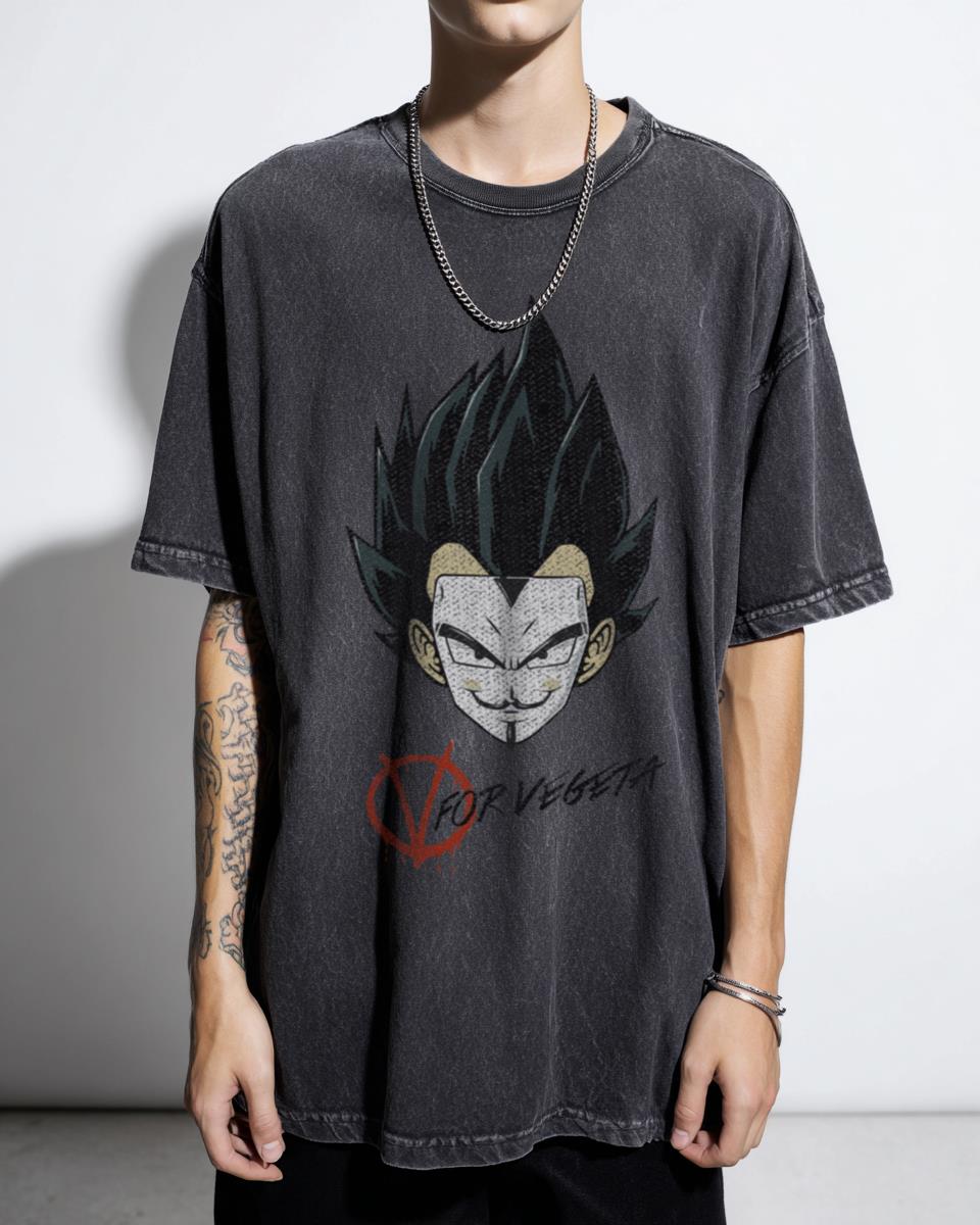 V for Vegeta T-Shirt | Dragon Ball Z Parody Anime Graphic
