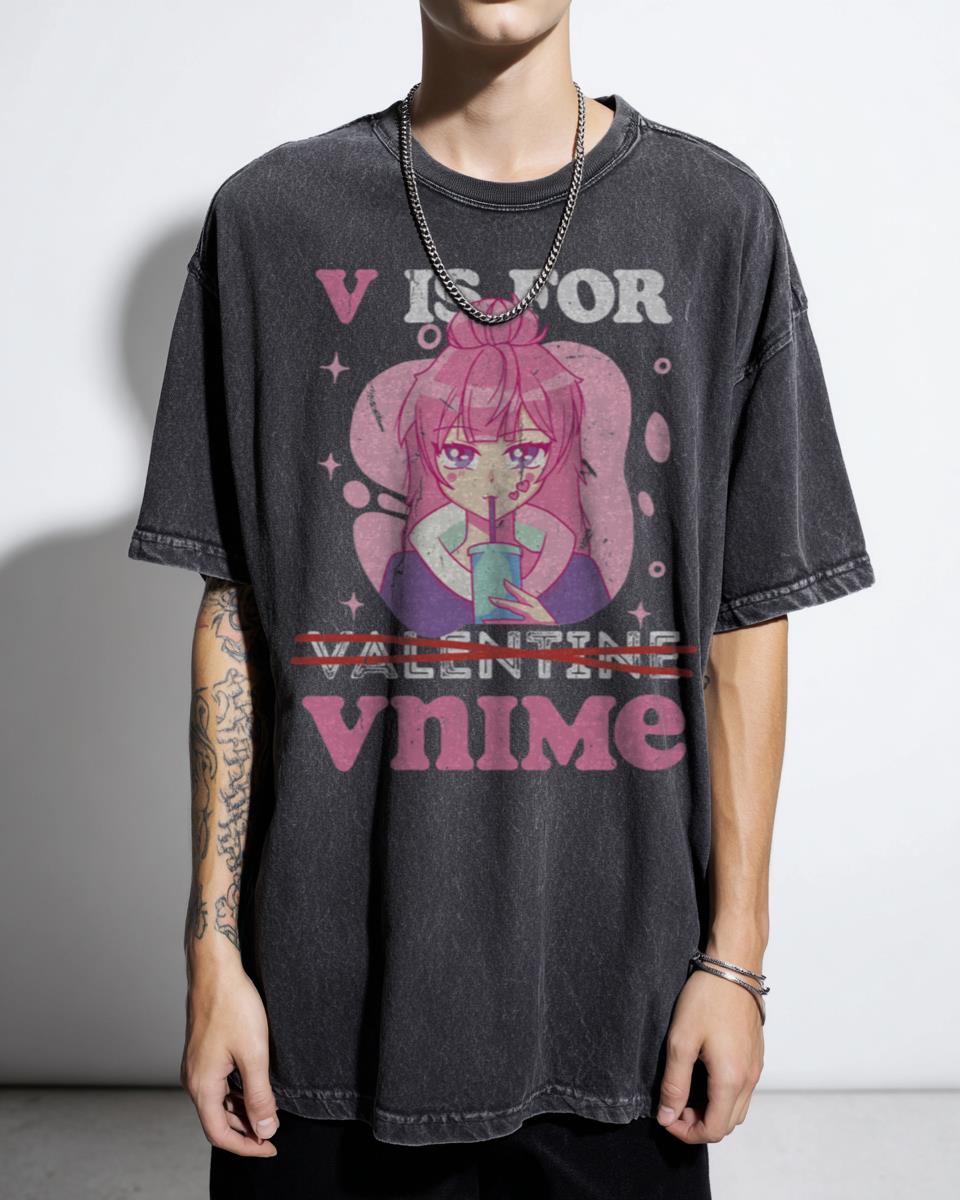 V is For Anime Valentine T-Shirt - Japanese Manga Video Game Romance for Couples