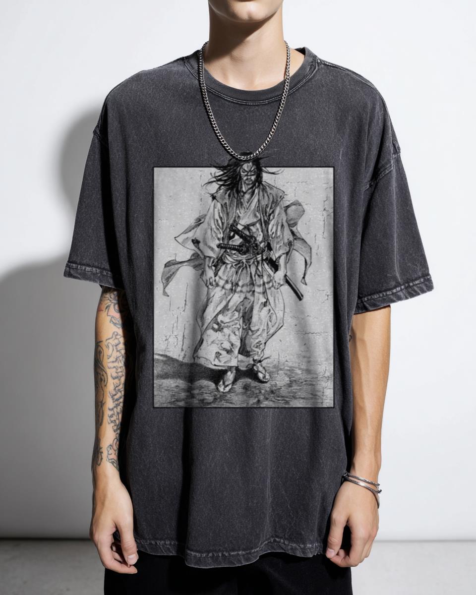 Vagabond Samurai Anime Manga T-Shirt - Nature Mountain Traveler Aesthetic Tee